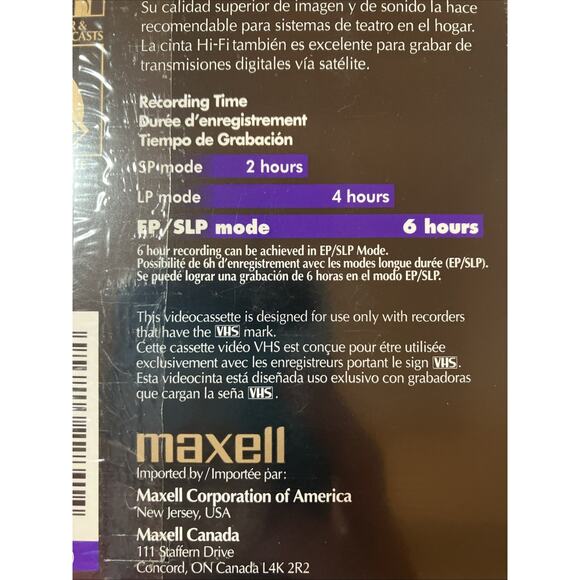 Maxell Hi-Fi Professional Grade T-120 VHS Blank Tapes Lot Of 4 New Sealed 6 Hour - Picture 4 of 6